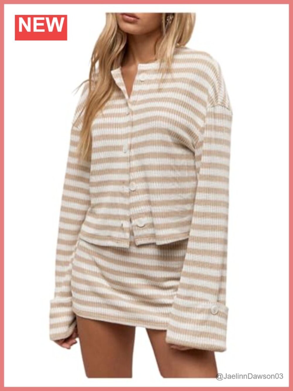2 Piece Knit Sweater Skirt Set Striped Cardigan Mini Skirt Fall Lounge